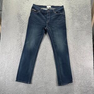 Sun Stone Jeans Mens 34x30 Blue Slim Straight Stretch Dark Wash